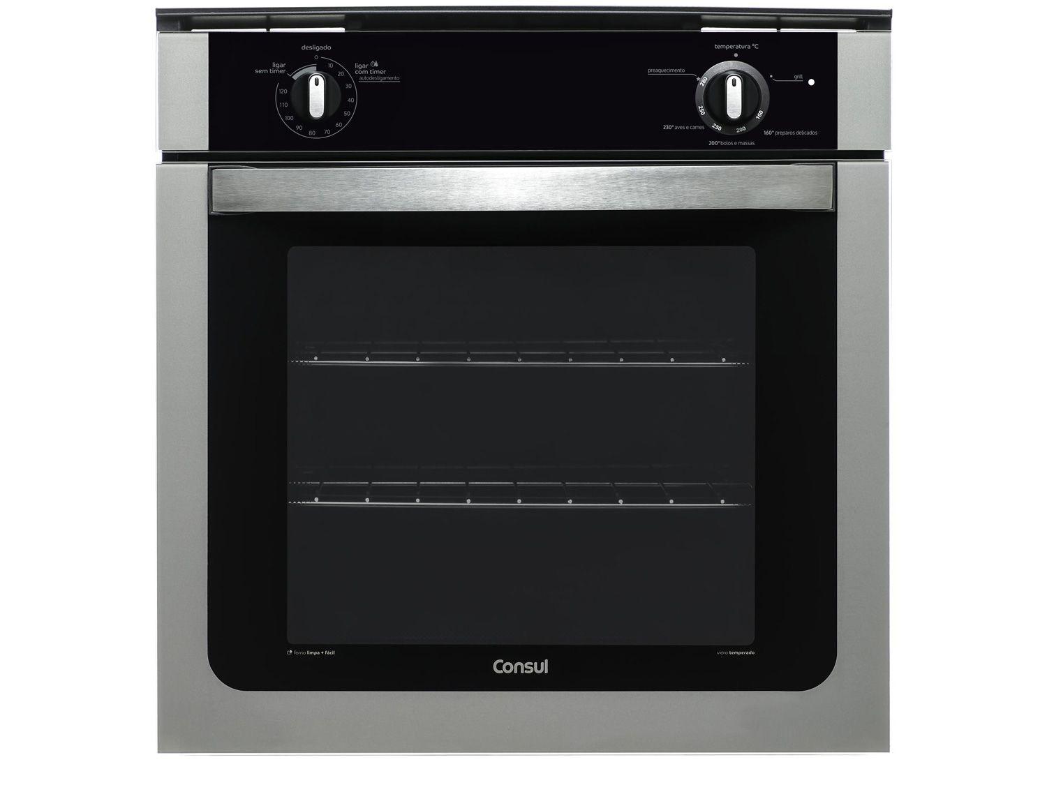 Forno de Embutir à Gás GLP Consul Autolimpante - com Grill e Timer 78L COA84 BR