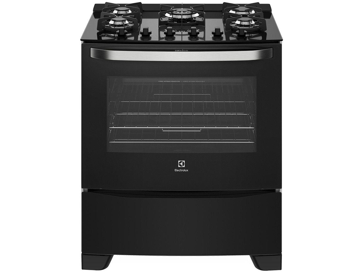 Fogão 5 Bocas Electrolux Prata e Preto - Acendimento Automático 76GS