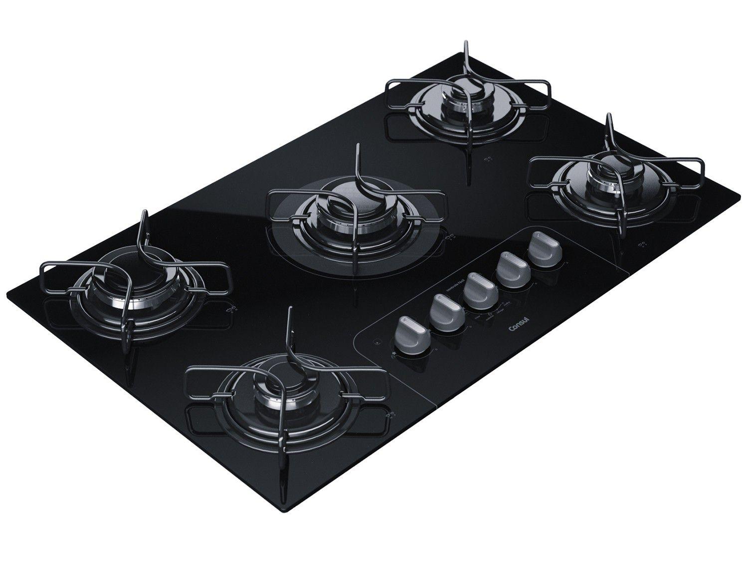 Cooktop 5 Bocas Consul Preto a Gás GLP - Acendimento Superautomático Facilite CD075 AE