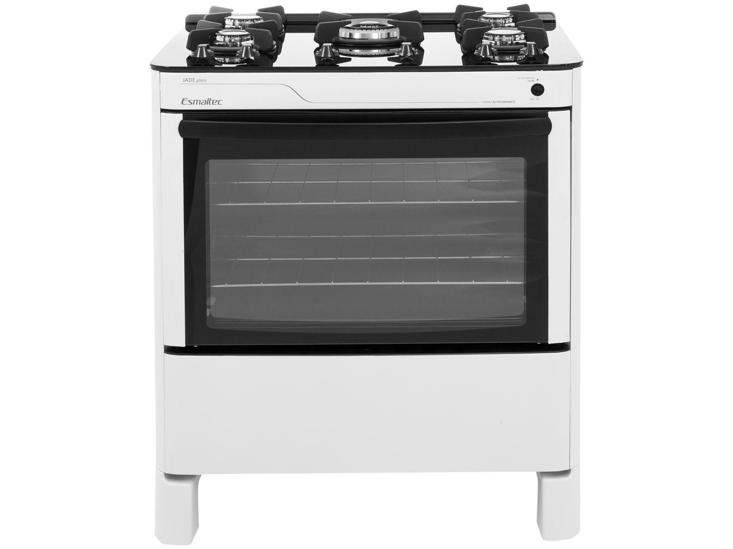 Fogão 5 Bocas Esmaltec Branco - Acendimento Automático Jade Glass