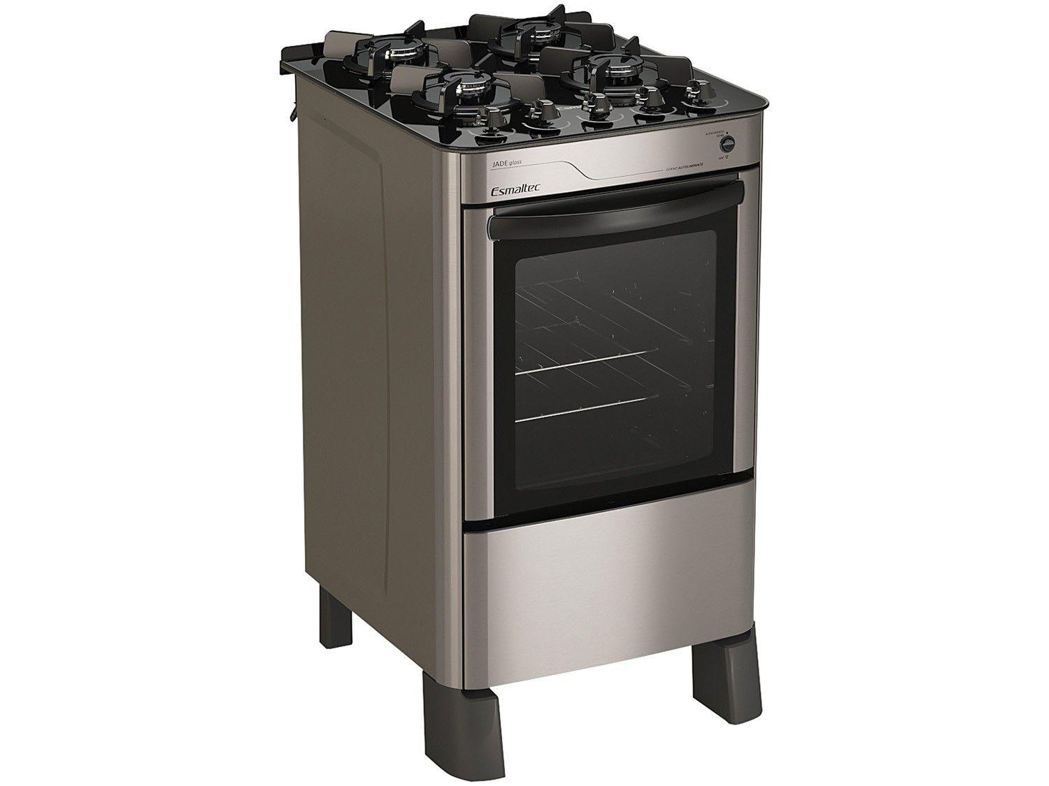 Fogão 4 Bocas Inox Esmaltec - Acendimento Automático Jade Glass
