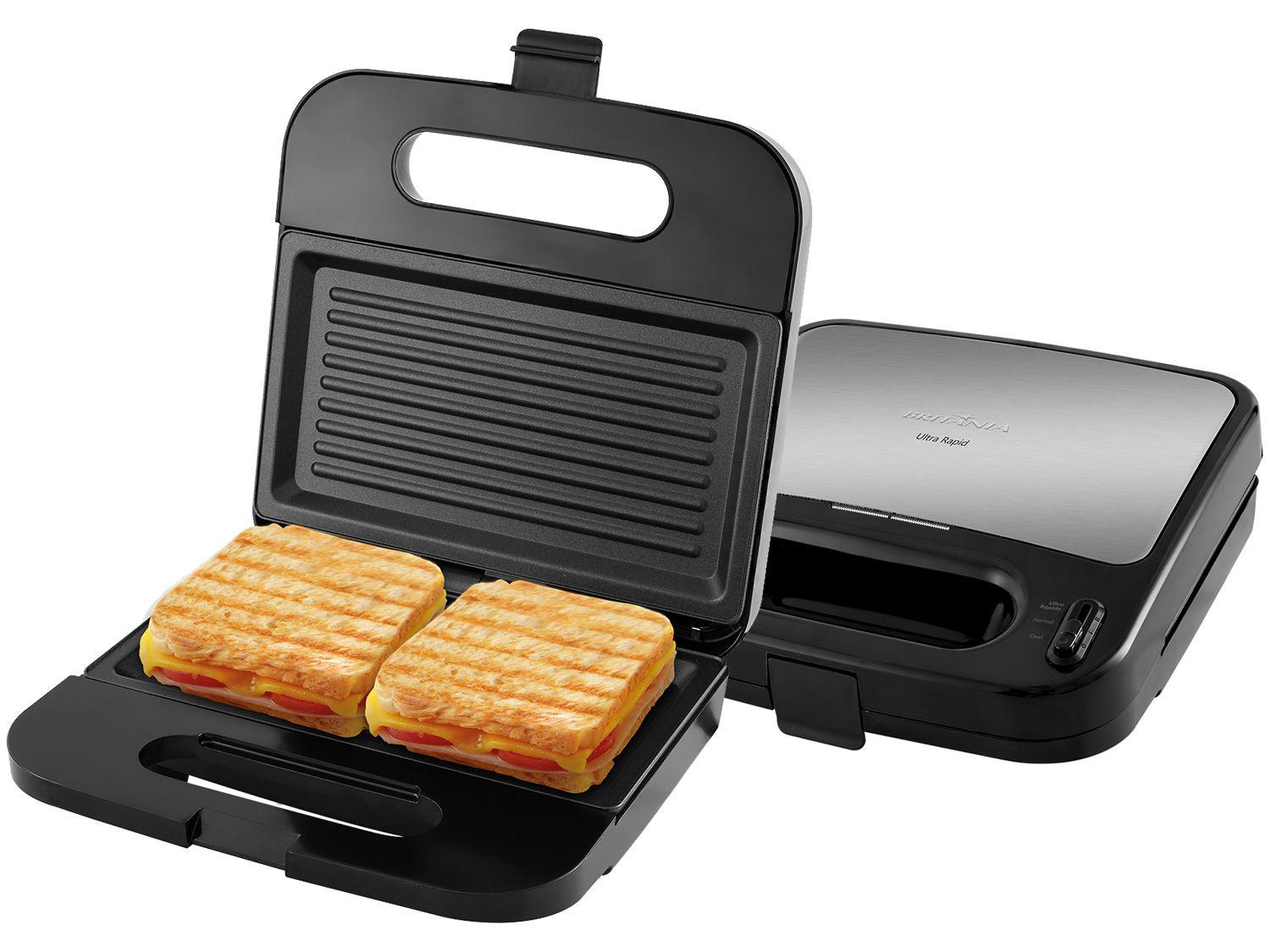 Sanduicheira/Grill Britânia Ultra Rapid BGR02 - Preta 1500W Antiaderente