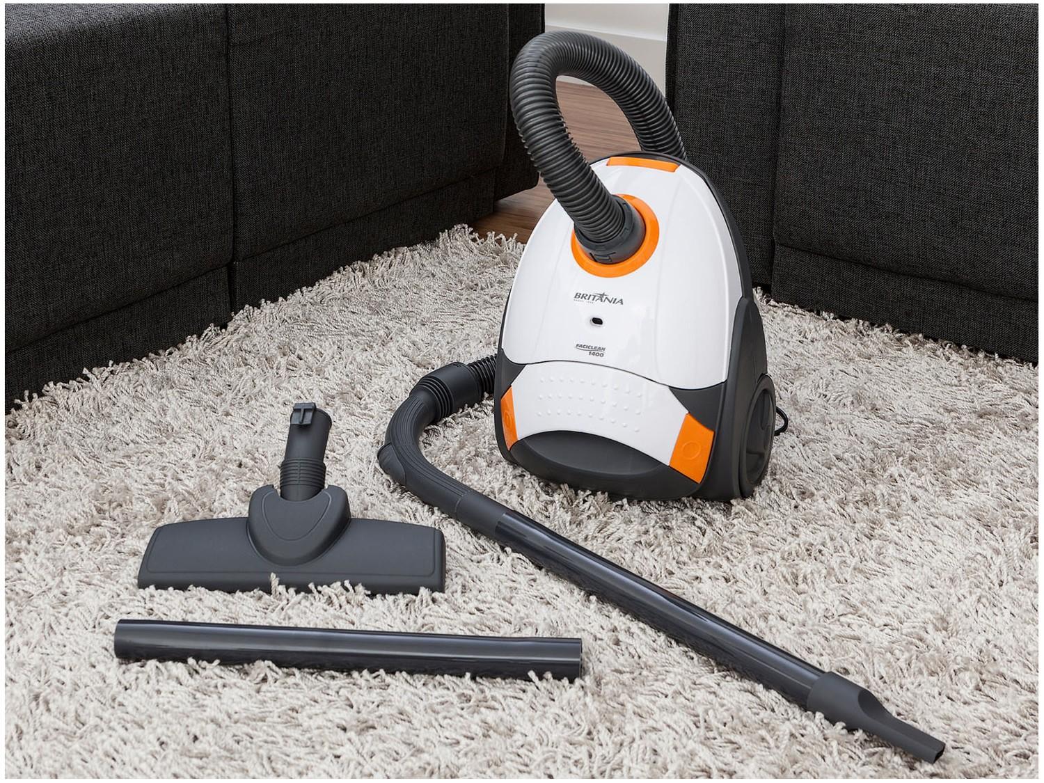 Aspirador de Pó Portátil Britânia 1000W - Faciclean 1400 Branco e Laranja