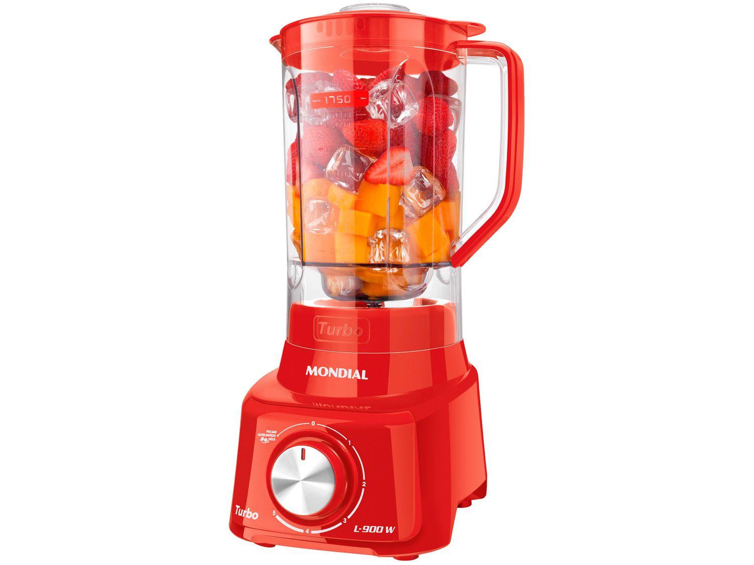 Liquidificador Mondial Turbo L-900 FR Copo - Vermelho Com Filtro 05 Velocidades 900W