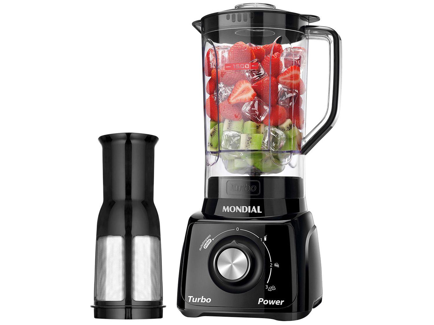 Liquidificador Mondial Turbo Power L-99 FB - Preto com Filtro 3 Velocidades 500W