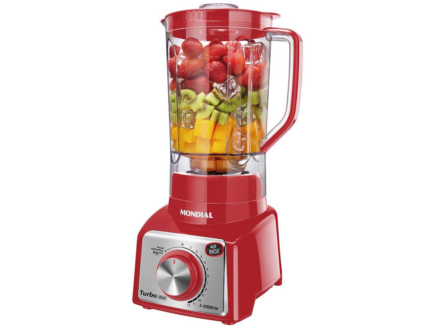 Liquidificador Mondial L-1000 RI - Vermelho e Inox Com Filtro 12 Velocidades 1000W