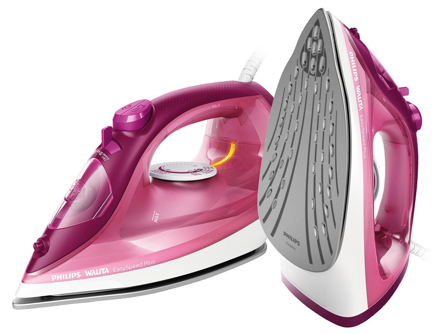 Ferro de Passar Roupa a Vapor e a Seco Portátil - Philips Walita EasySpeed Plus RI2146 Rosa