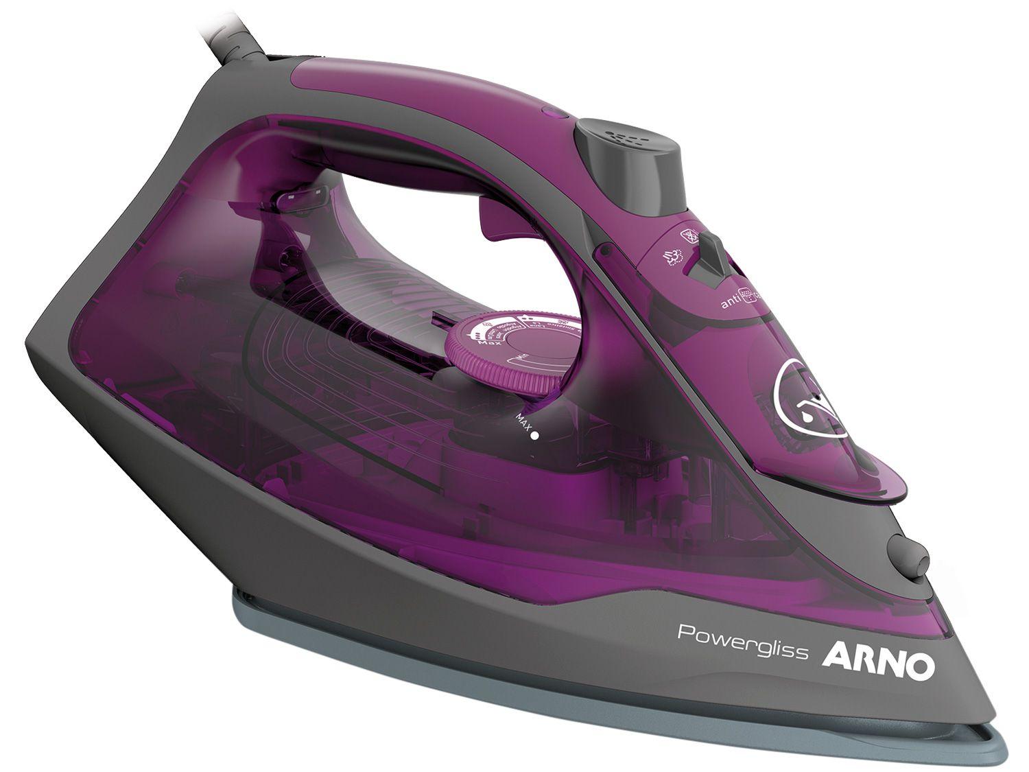 Ferro de Passar Roupa a Vapor e a Seco Arno - Powergliss FPO1 Cinza e Roxo
