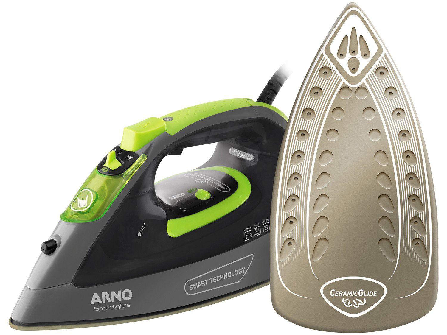 Ferro de Passar Roupa a Vapor e a Seco Arno - Smartgliss FSC1 Verde e Preto