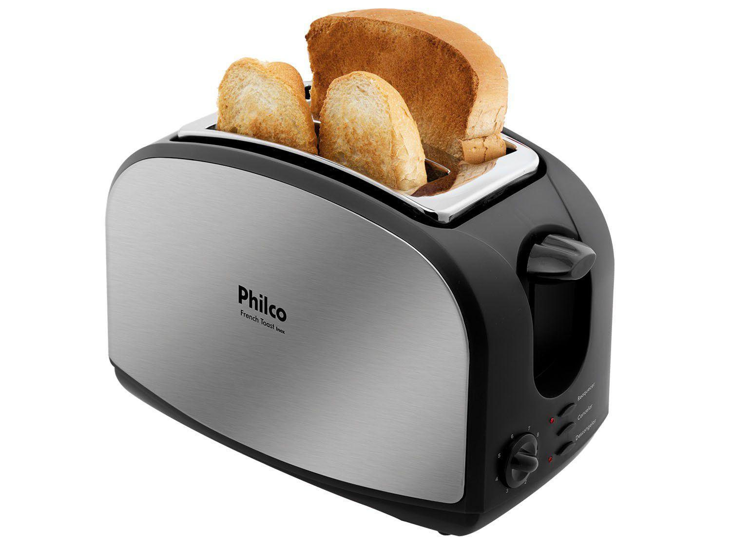 Torradeira Philco Preta French Toast - 8 Níveis de Tostagem