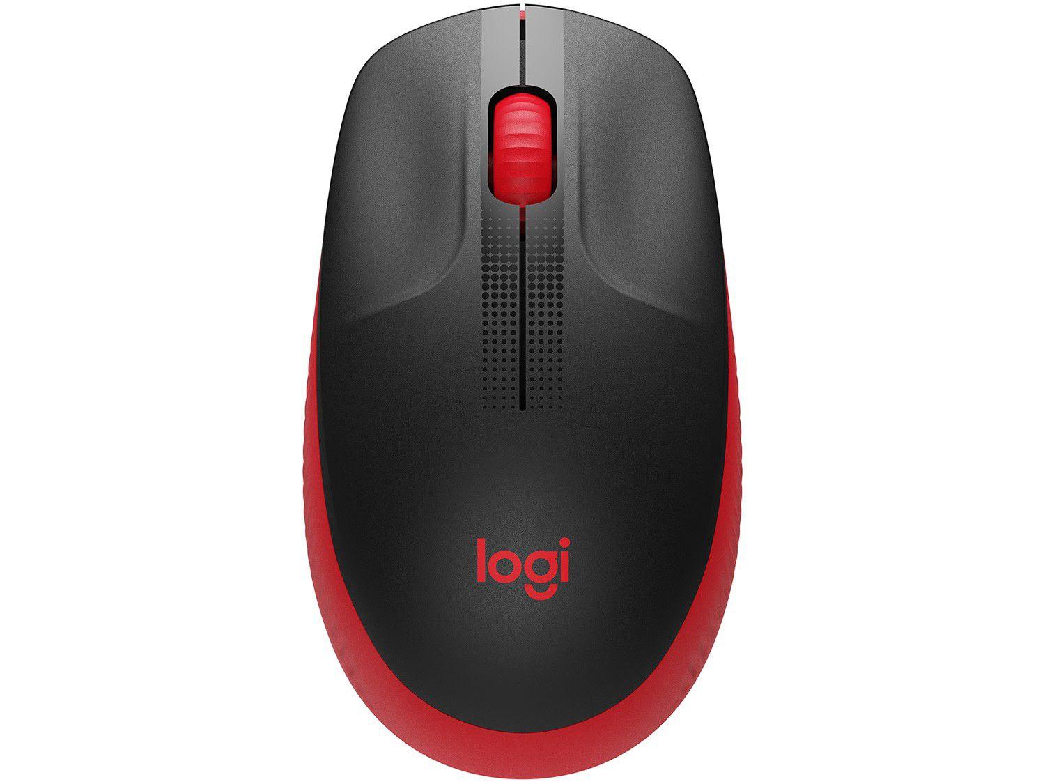 Mouse sem Fio Logitech Óptico 1000DPI 3 Botões - M190 Vermelho