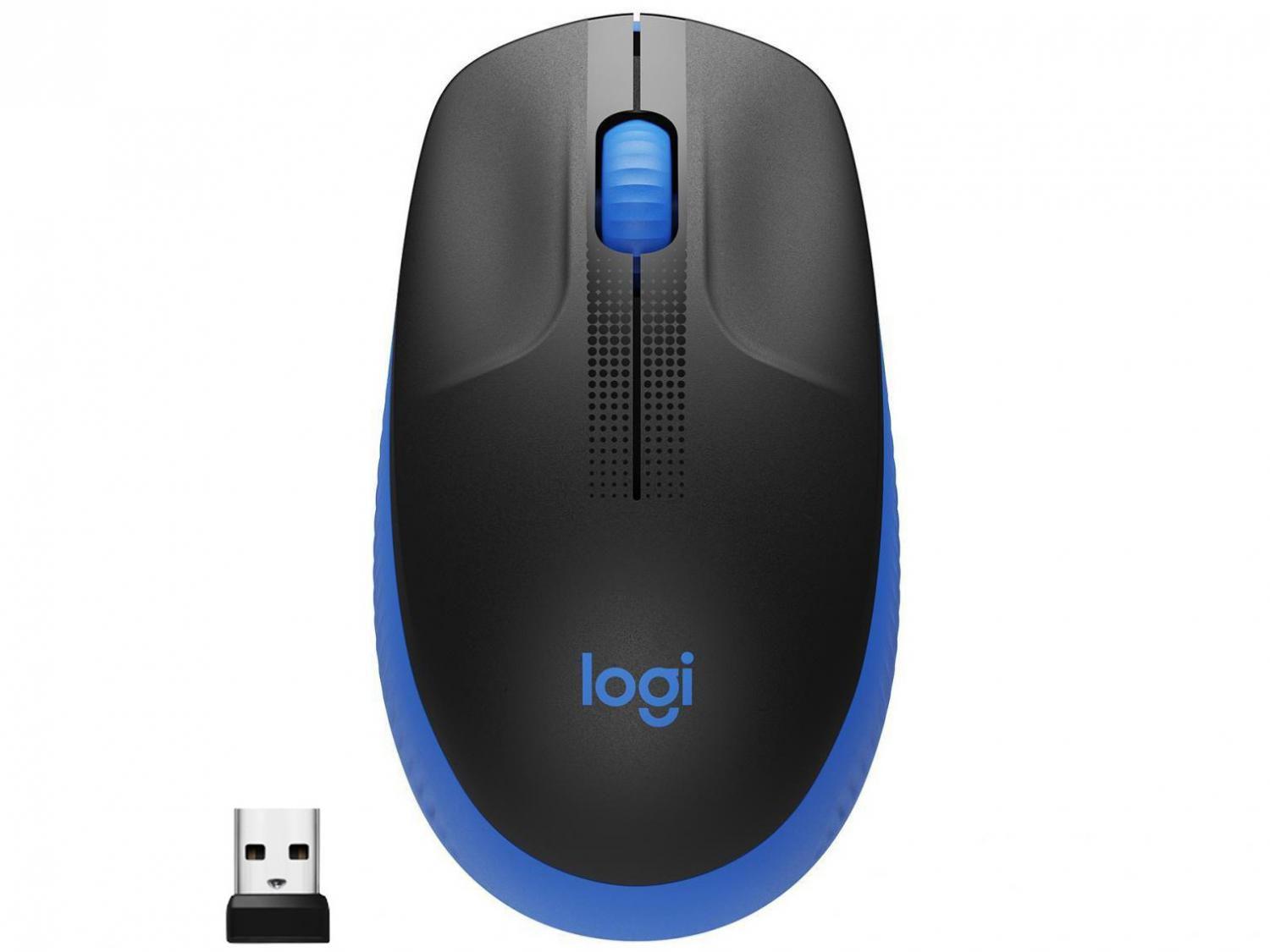 Mouse sem Fio Logitech Óptico 1000DPI - M190 Azul Original