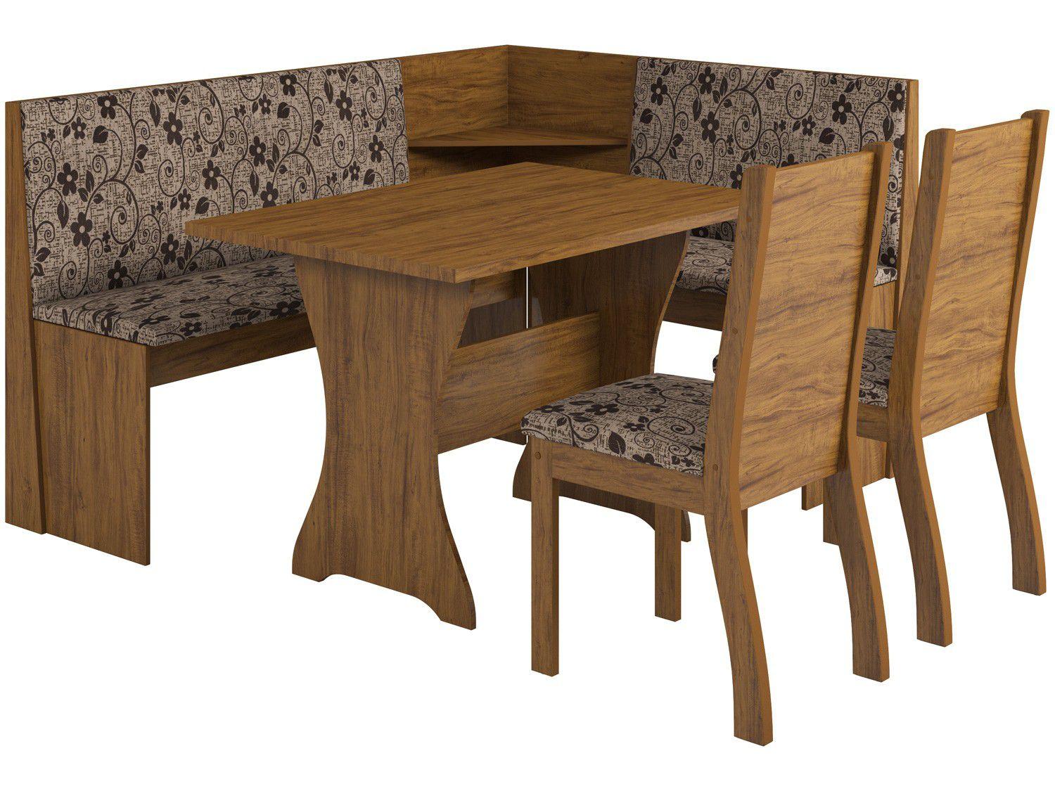 Mesa de Canto Alemão 6 Lugares 2 Cadeiras - Retangular Viero Móveis Hanover