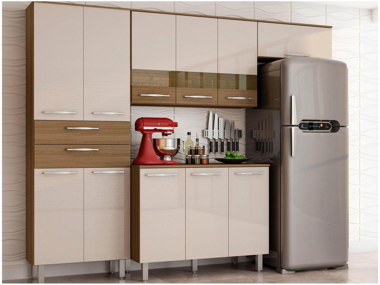 Cozinha Compacta Poliman Mel 8 Portas - 2 Gavetas
