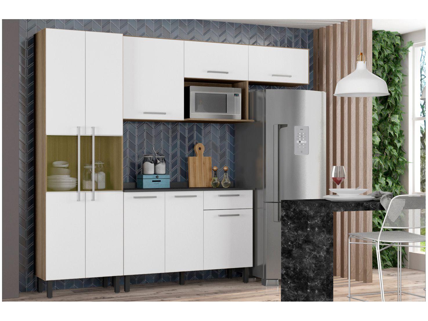Cozinha Compacta Itatiaia Madeira Lya - Nicho para Micro-ondas 5 Portas
