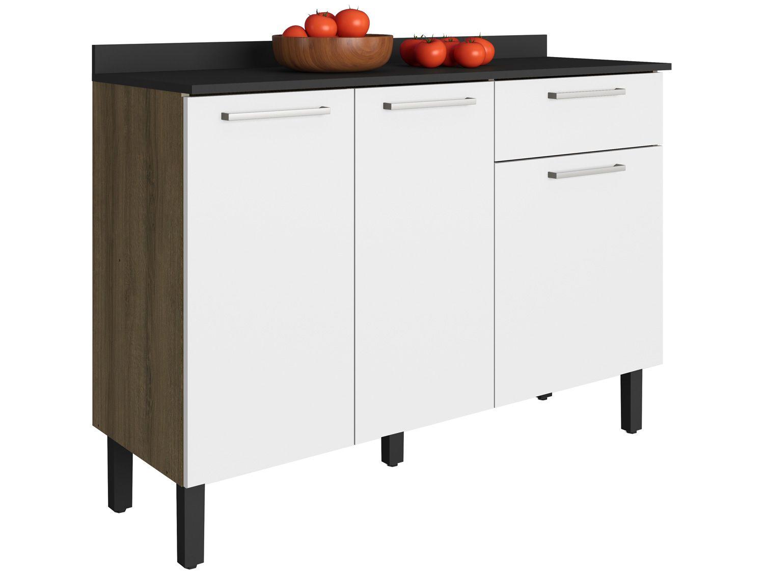 Balcão de Cozinha com Tampo Itatiaia 3 Portas - 1 Gaveta Madeira Lya