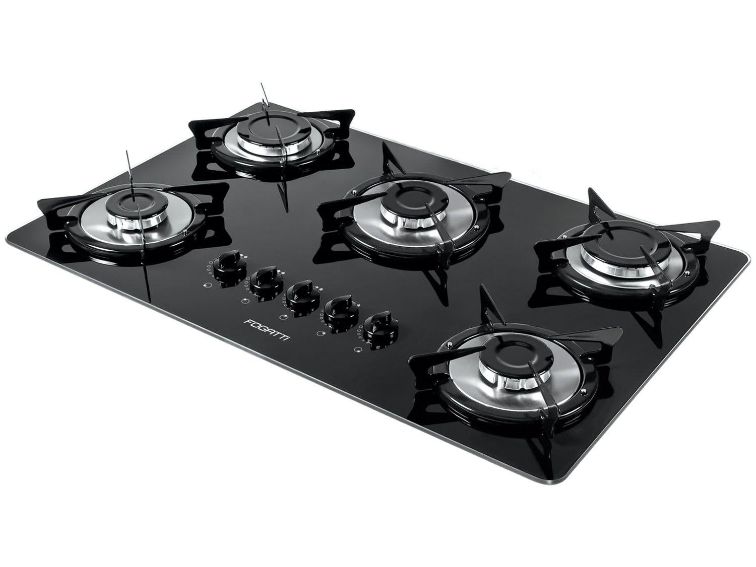 Cooktop 5 Bocas Fogatti V500X à Gás GLP - Acendimento Automático