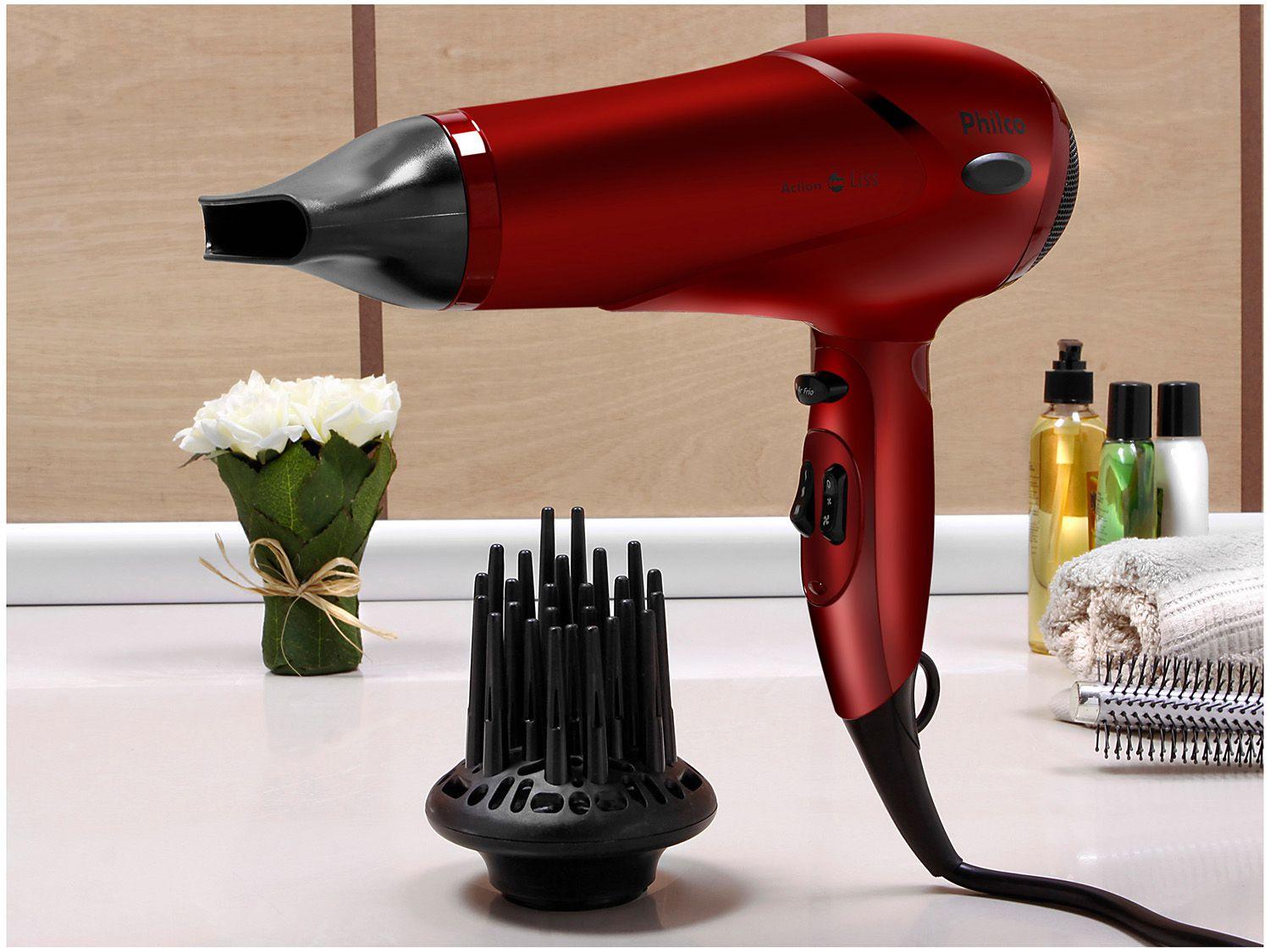Secador de Cabelo Philco Action Ion Liss Vermelho - 1900W 2 Velocidades