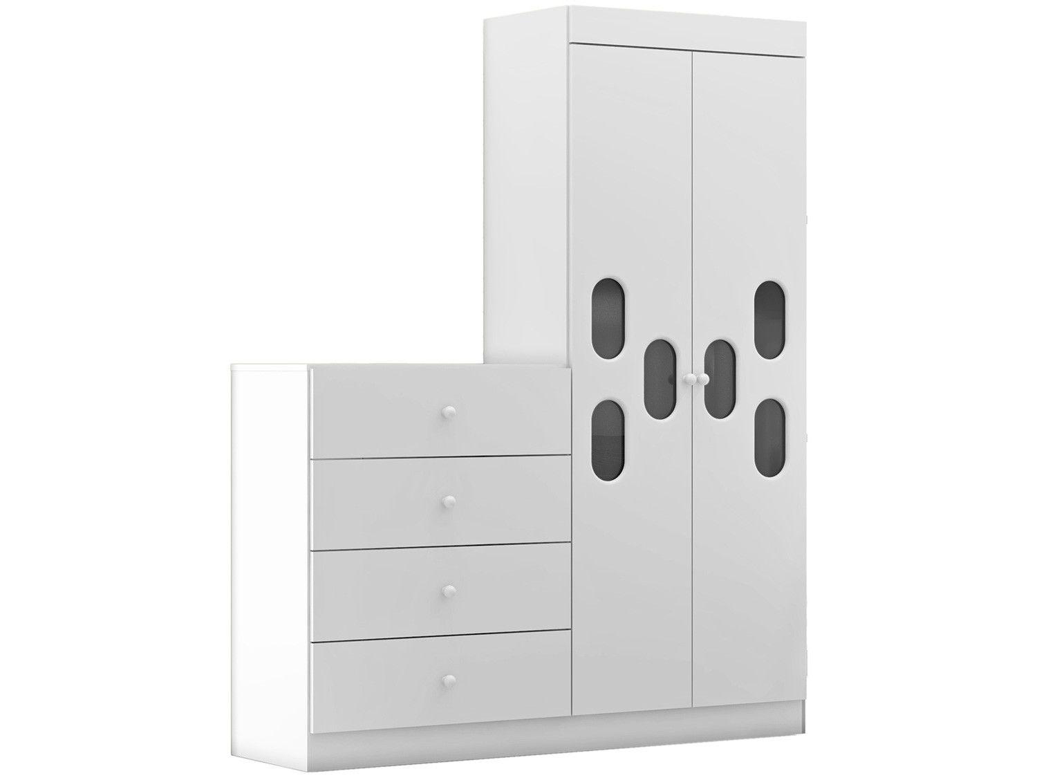 Guarda-roupa Infantil 2 Portas 4 Gavetas - Móveis Canaã Meu Bebê