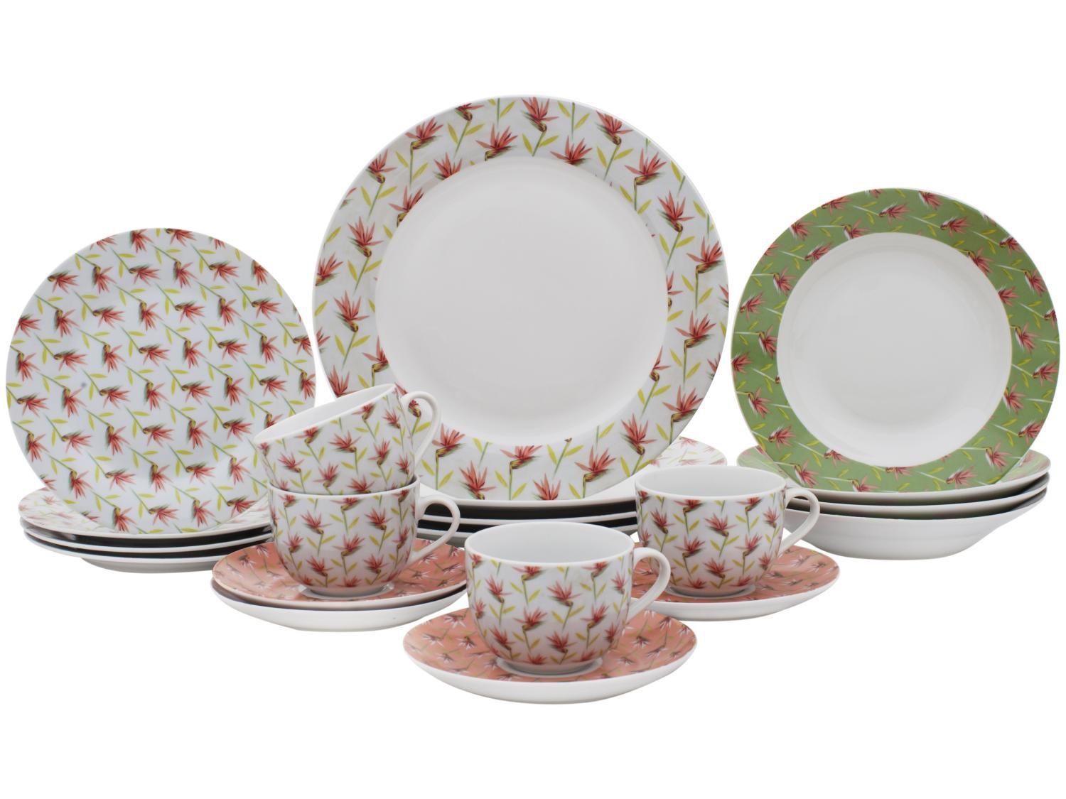 Aparelho de Jantar Chá 20 Peças Casambiente - Porcelana Redondo Flox