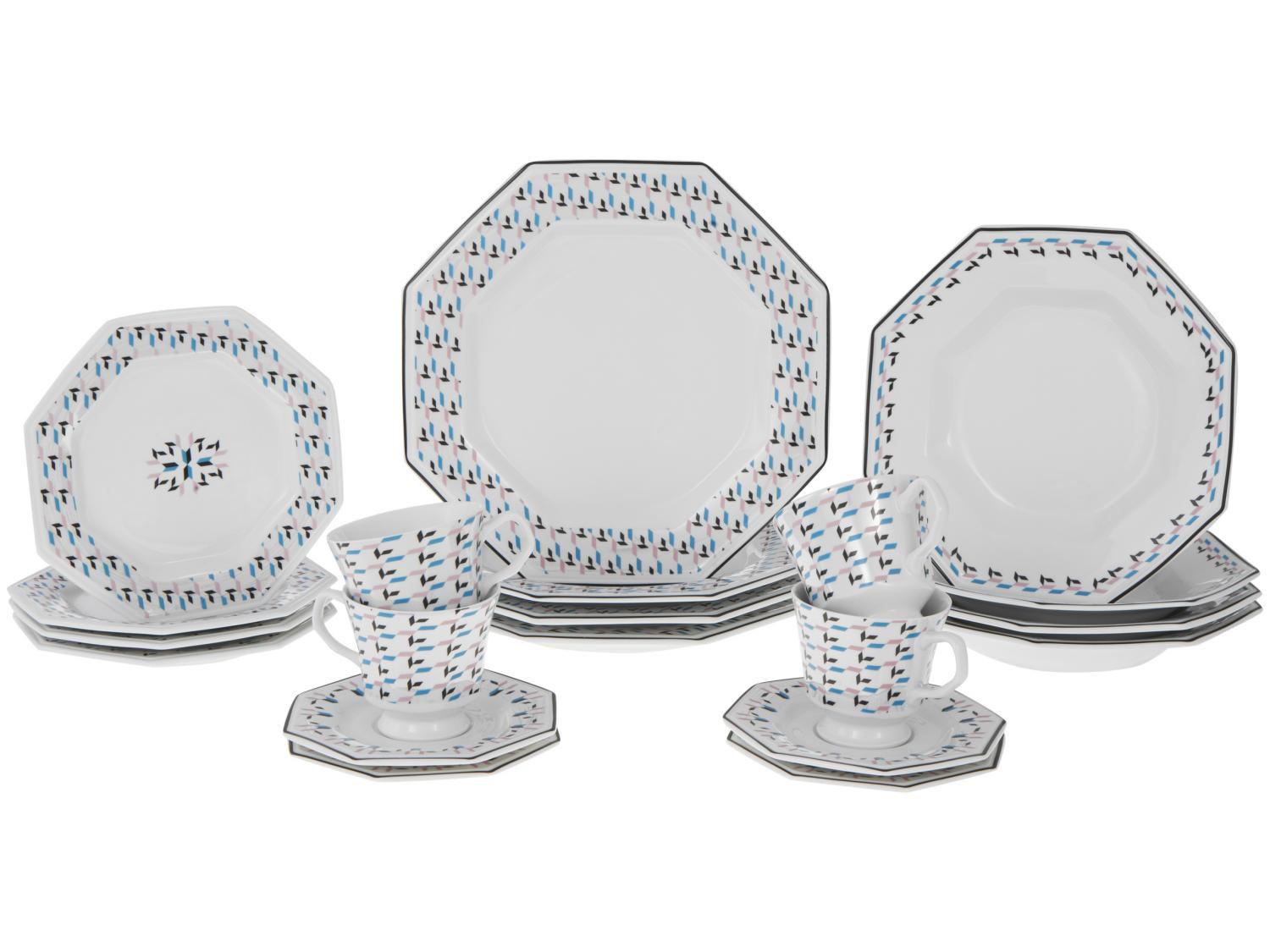 Aparelho de Jantar 20 Peças Porcelana Schmidt - Octogonal Mantiqueira