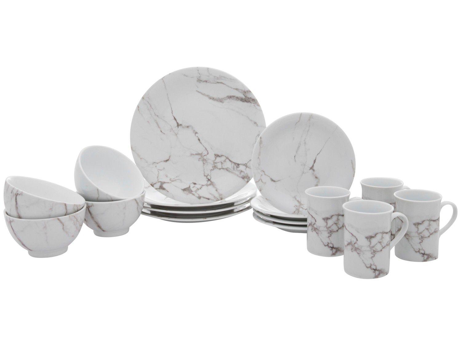 Aparelho de Jantar 16 Peças Schmidt Porcelana - Redondo Mármore