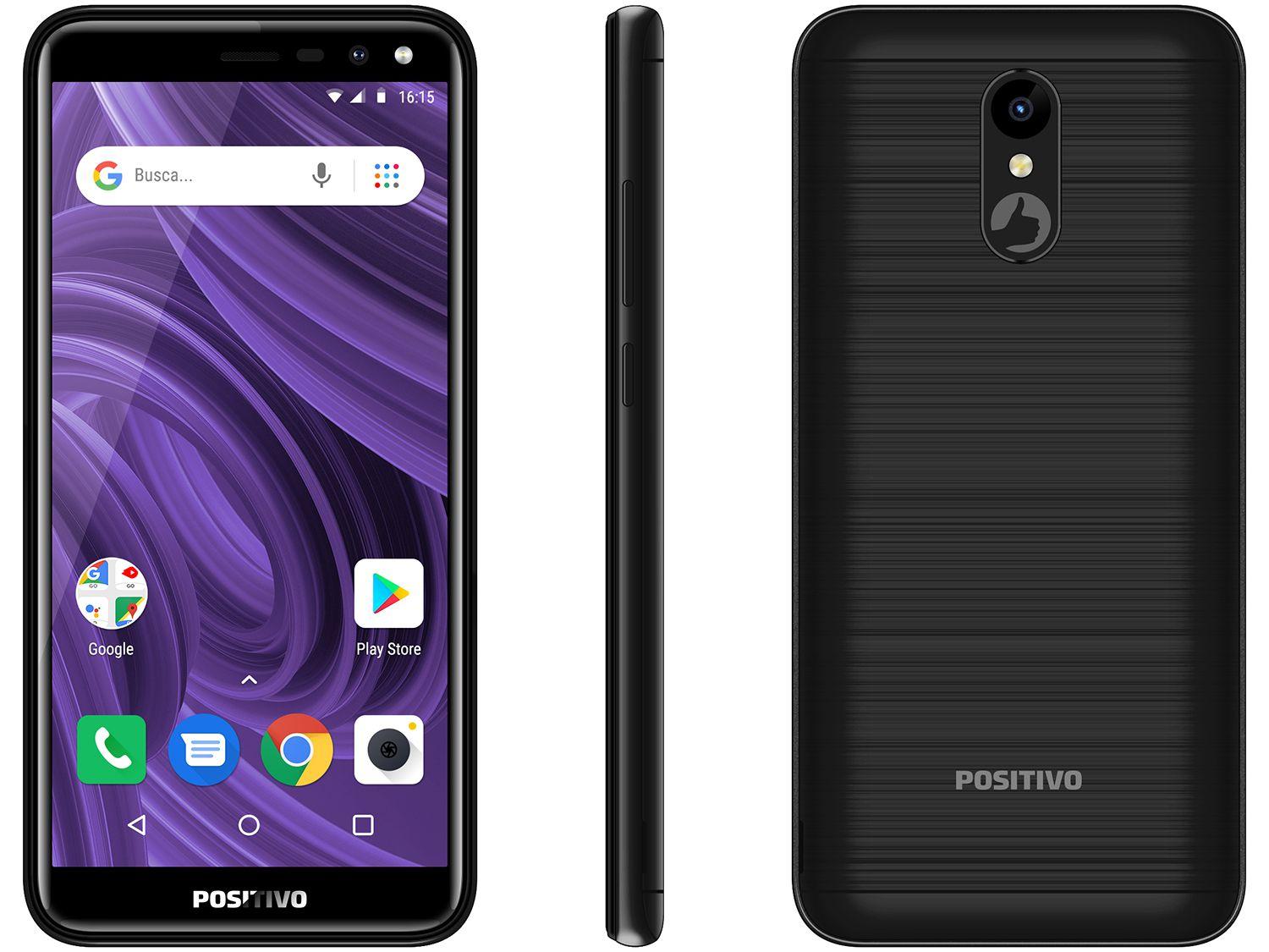 Smartphone Positivo Twist 2 S512 16GB Preto 3G - 1GB RAM Tela 5,34" Câm. 8MP + Câm. Selfie 5MP