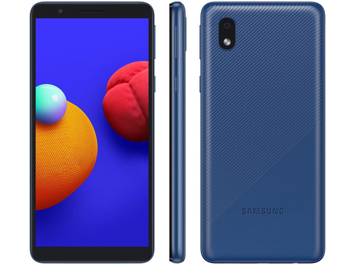 Smartphone Samsung Galaxy A01 32GB Azul 4GB - Octa-Core 2GB RAM Tela 5,7" Câm. Dupla+Selfie