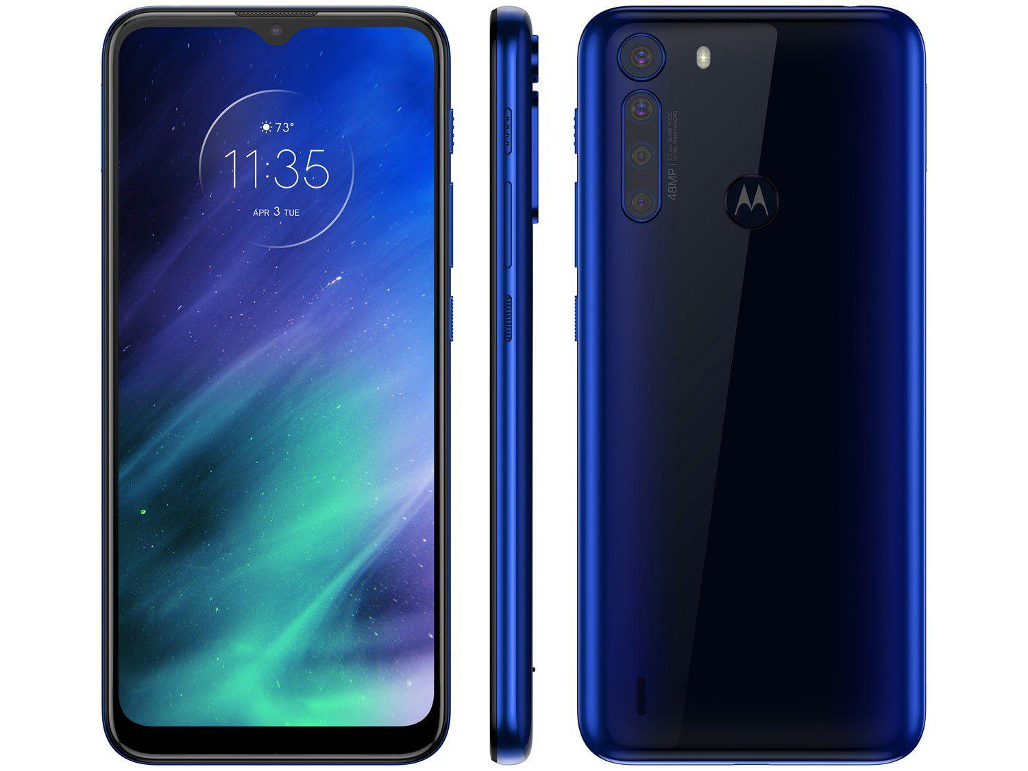 Smartphone Motorola One Fusion 64GB Azul Safira - 4G 4GB RAM Tela 6,5" Câm. Quádrupla + Selfie