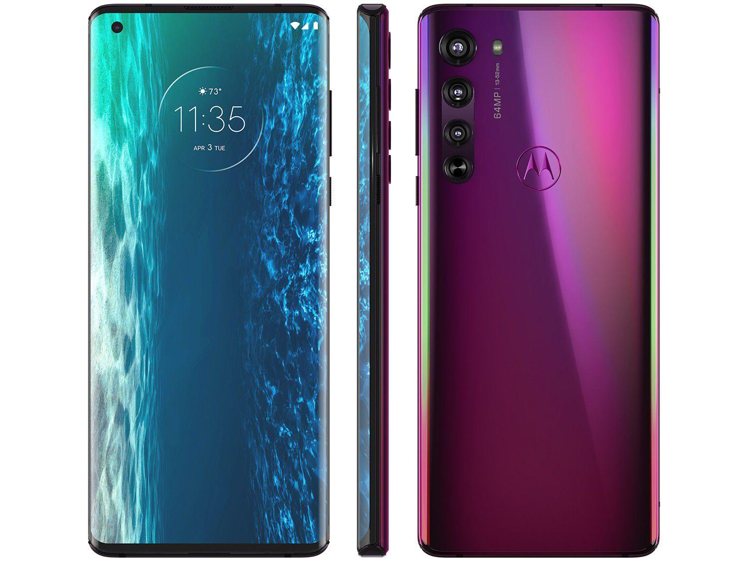 Smartphone Motorola Edge 128GB Midnight Red 5G - 6GB RAM Tela 6,7" Câm. Quádrupla + Selfie 25M