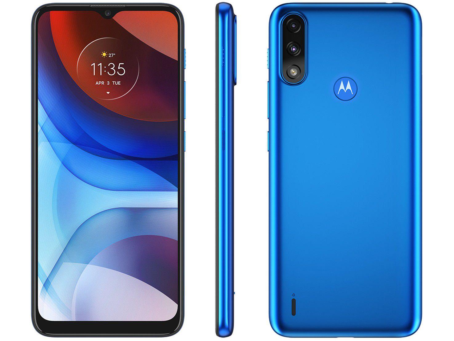 Smartphone Motorola Moto E7 Power 32GB Azul - Metálico 4G 2GB RAM 6,5" Câm. Dupla + Selfie 5MP