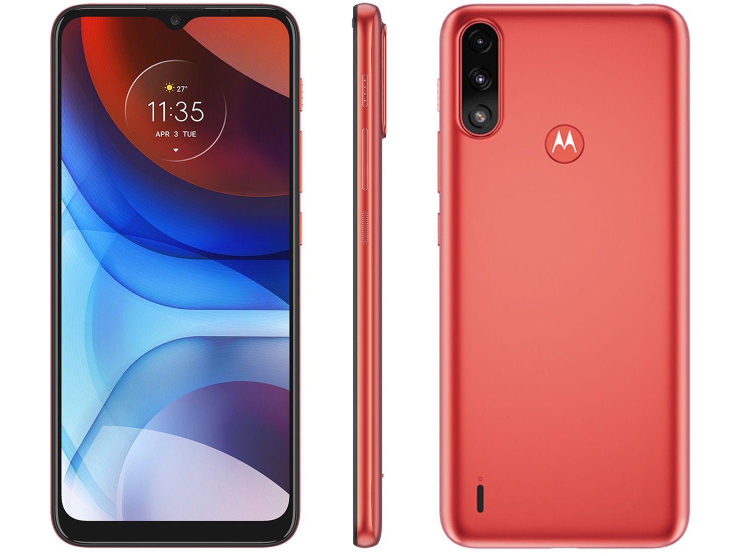 Smartphone Motorola Moto E7 Power 32GB Vermelho - Coral 4G 2GB RAM Tela 6,5" Câm. Dupla + Selfie 5MP