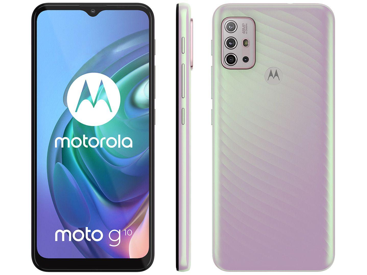 Smartphone Motorola Moto G10 64GB Branco Floral - 4G 4GB RAM Tela 6,5" Câm. Quádrupla + Selfie 8MP
