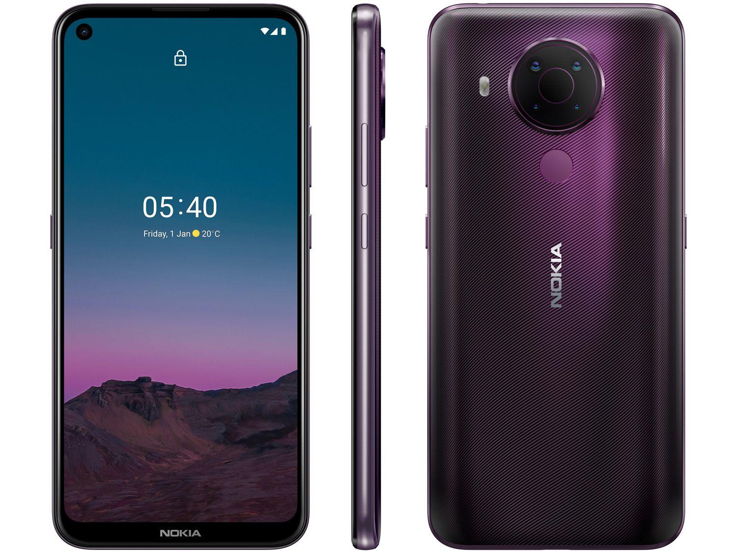 Smartphone Nokia 5.4 128GB Roxo 4G Octa-Core - 4GB RAM Tela 6,39" Câm. Quádrupla + Selfie 16
