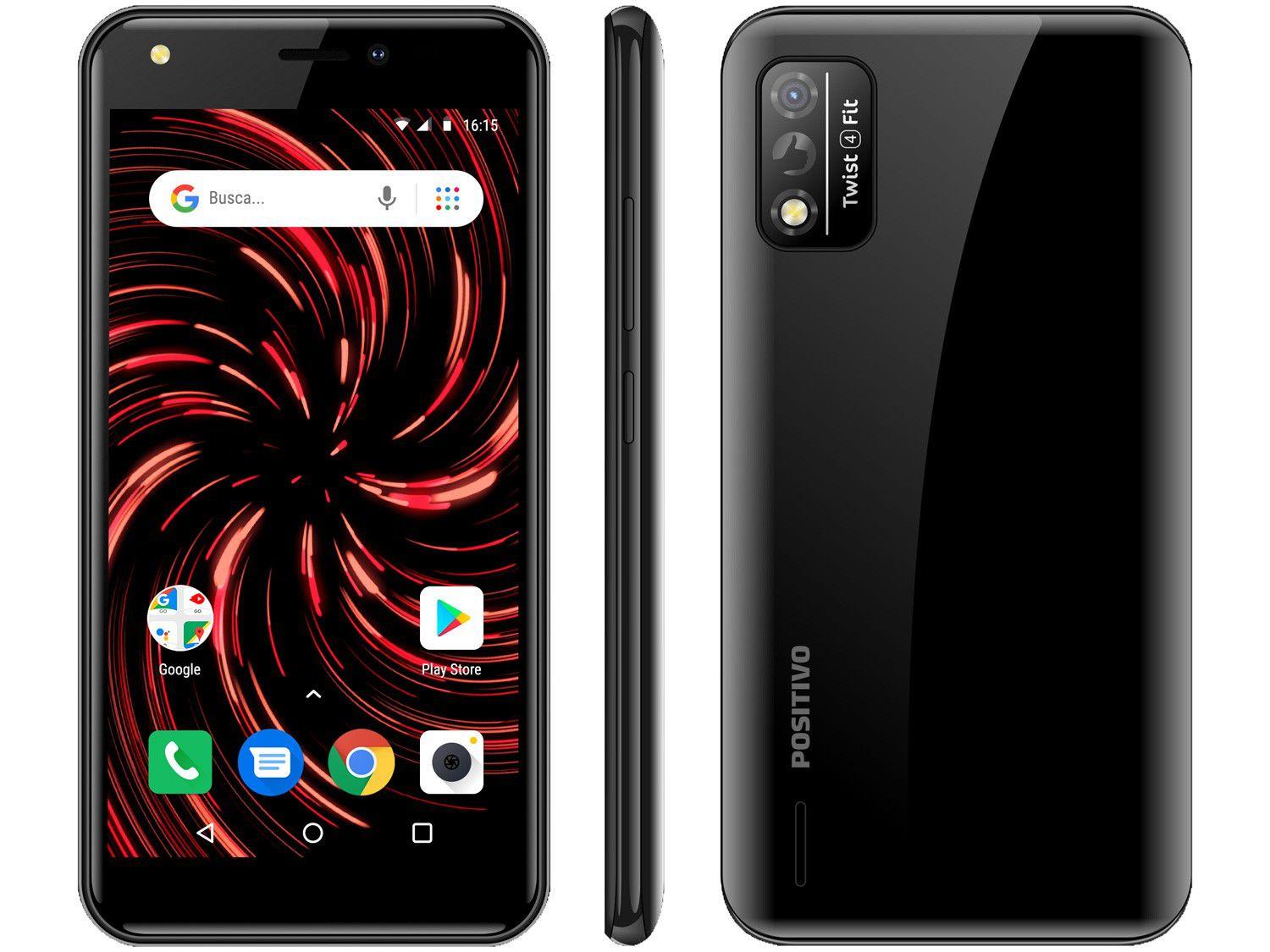 Smartphone Positivo Twist 4 Fit 32GB Preto 3G - Quad-Core 1GB RAM Tela 5" Câm. 8MP + Selfie 5