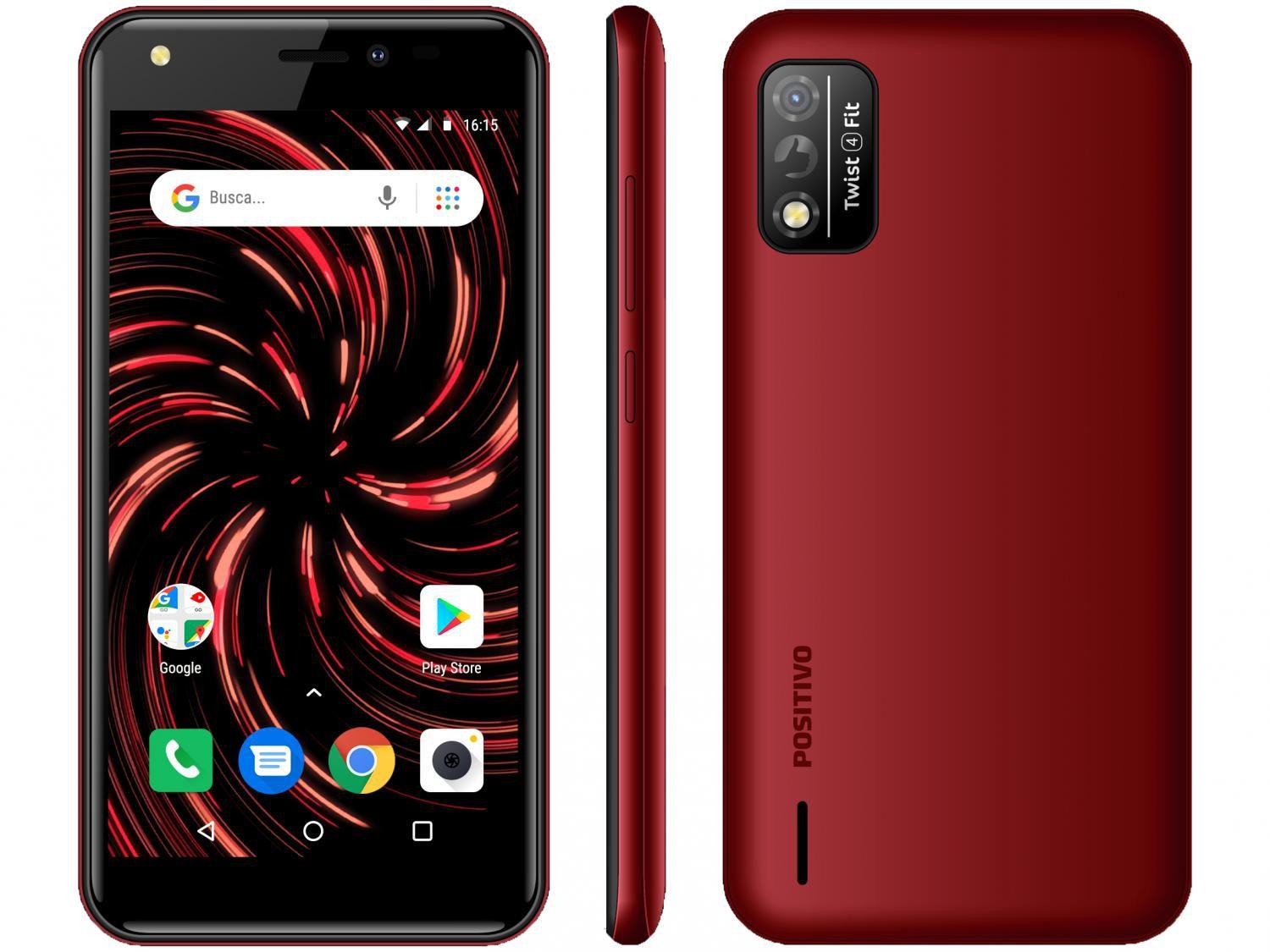 Smartphone Positivo Twist 4 Fit 32GB Vermelho 3G - Quad-Core 1GB RAM Tela 5" Câm. 8MP + Selfie 5