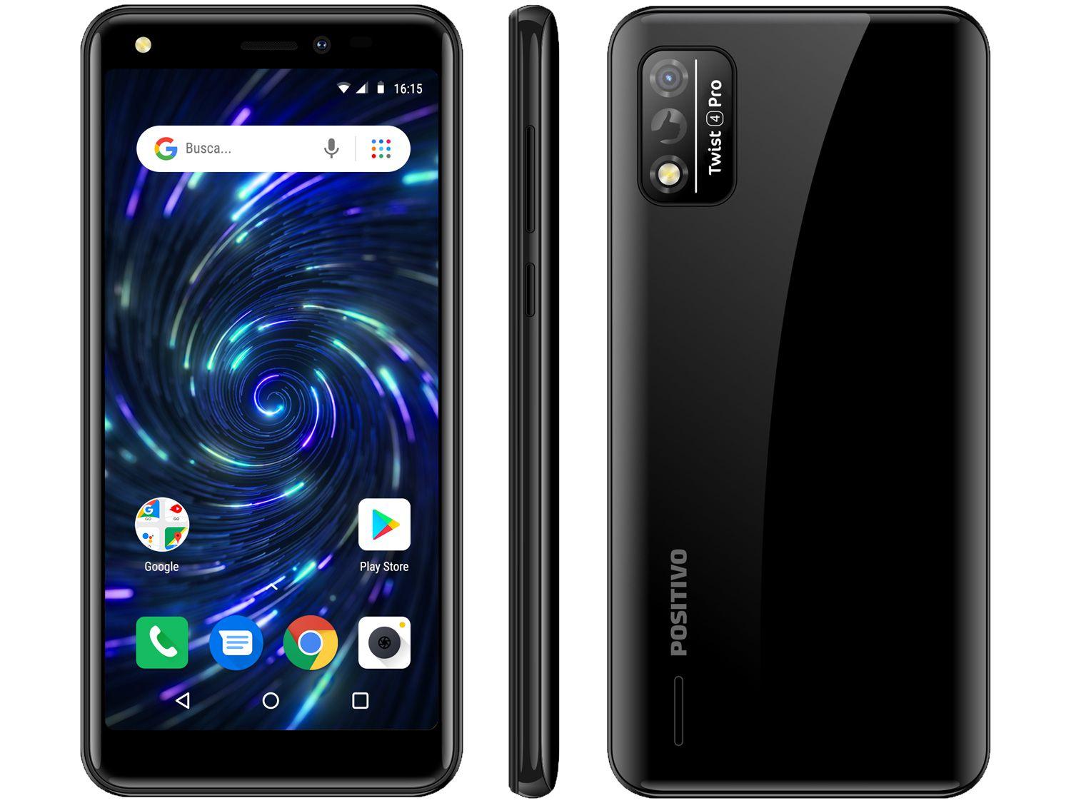 Smartphone Positivo Twist 4 Pro 64GB Preto 4G - Octa-Core 1GB RAM Tela 5,5" Câm. 8MP + Selfie