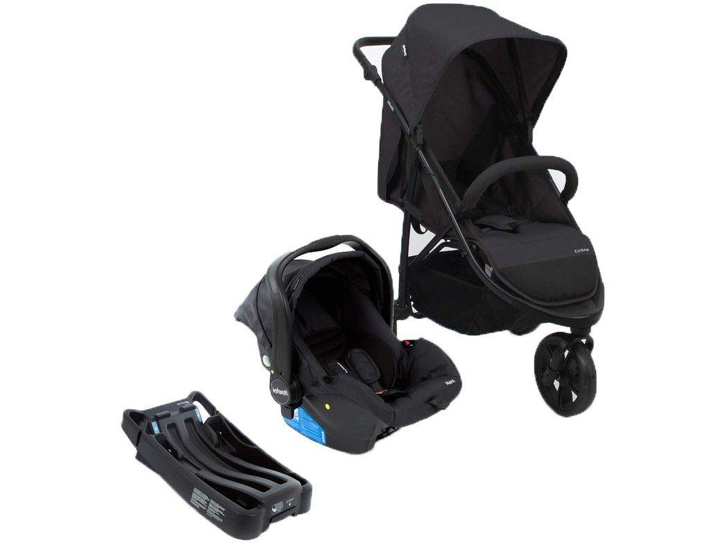 Carrinho de Bebê com Bebê Conforto Infanti Travel - System Collina TRIO Black Style 3 Rodas 0 a 15kg