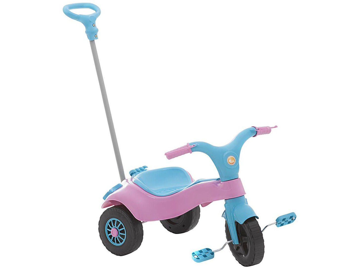 Triciclo Infantil com Empurrador Homeplay - Motoca Praia e Campo com Banco Removível