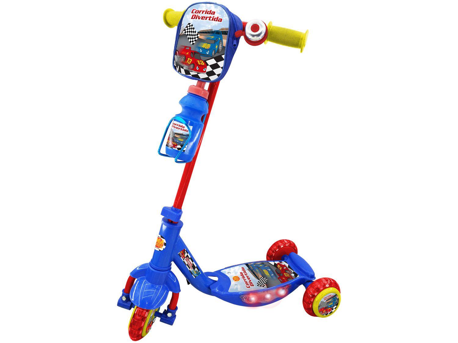 Patinete 3 Rodas Corrida Divertida com Mochila - Garrafinha Dm Toys