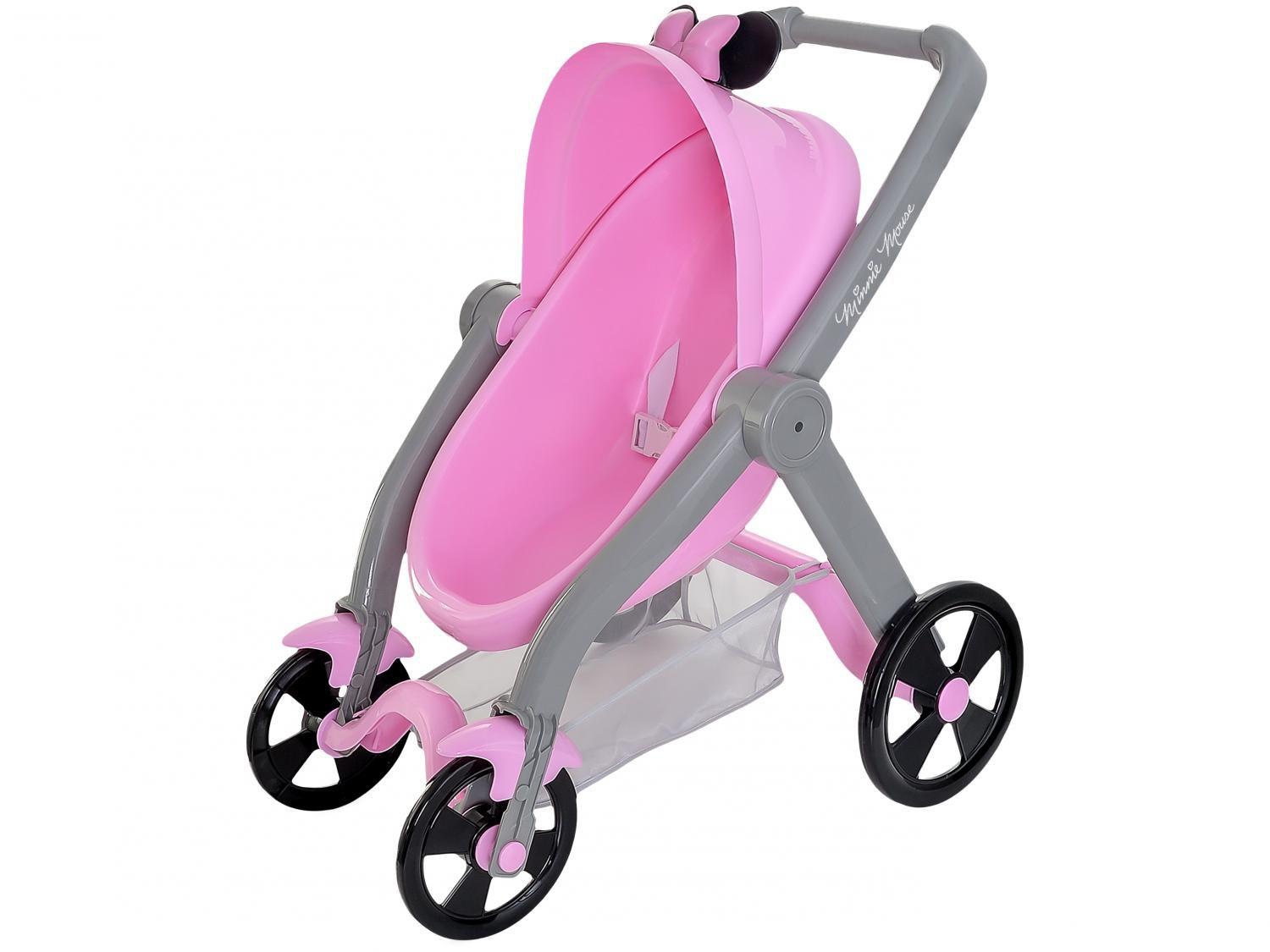 Carrinho de Boneca Classic Dolls Rosa e Cinza - Roma