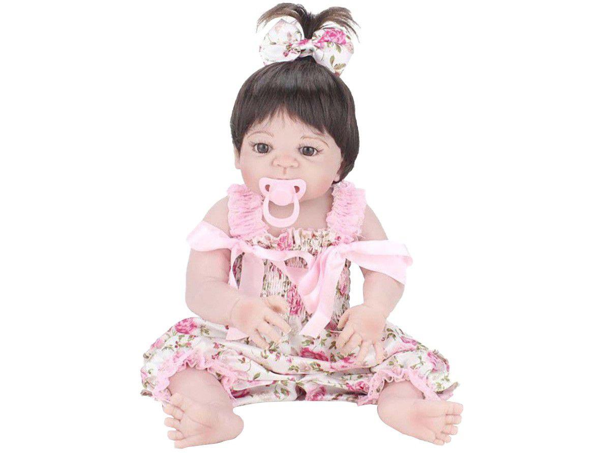 Boneca Reborn Pink Flower 45cm - com Acessórios Laura Baby