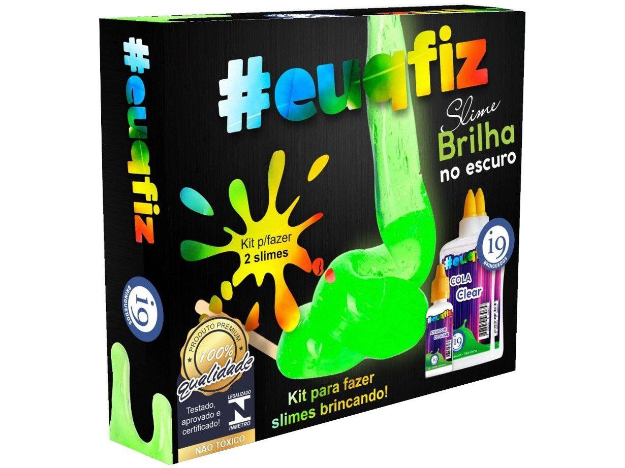 Slime #euquefiz Slime Brilha no Escuro - Colorida com Acessórios i9 Brinquedos