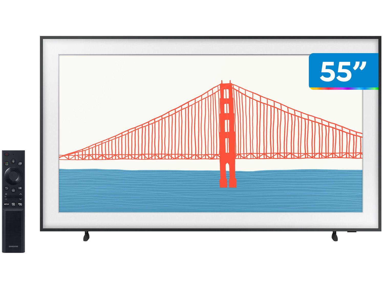 Smart TV 55" 4K QLED Samsung The Frame 55LS03A - Wi-Fi Bluetooth HDR 4 HDMI 2 USB Única Conexão