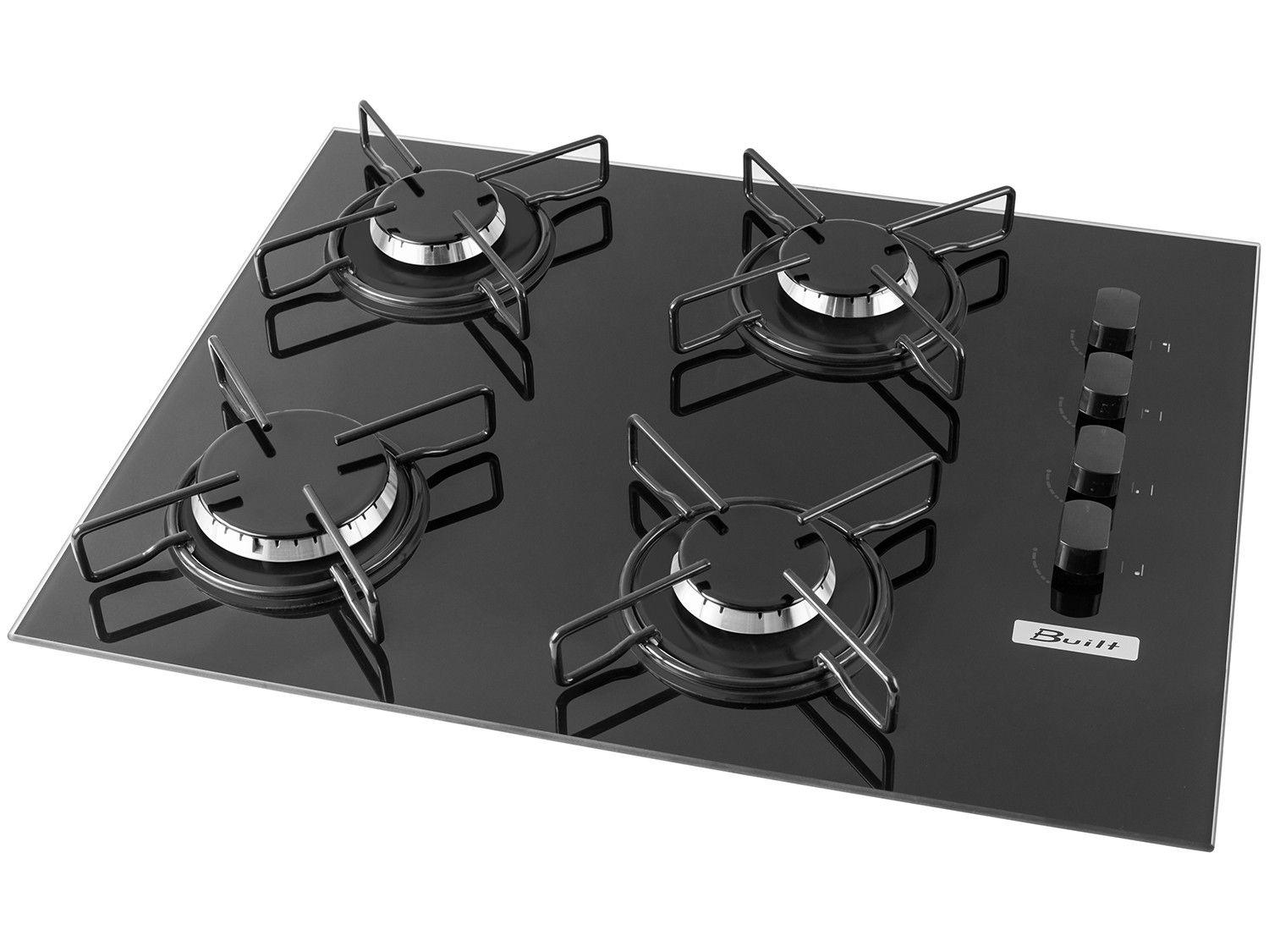 Cooktop 4 Bocas Built Preto a Gás GLP - Soft