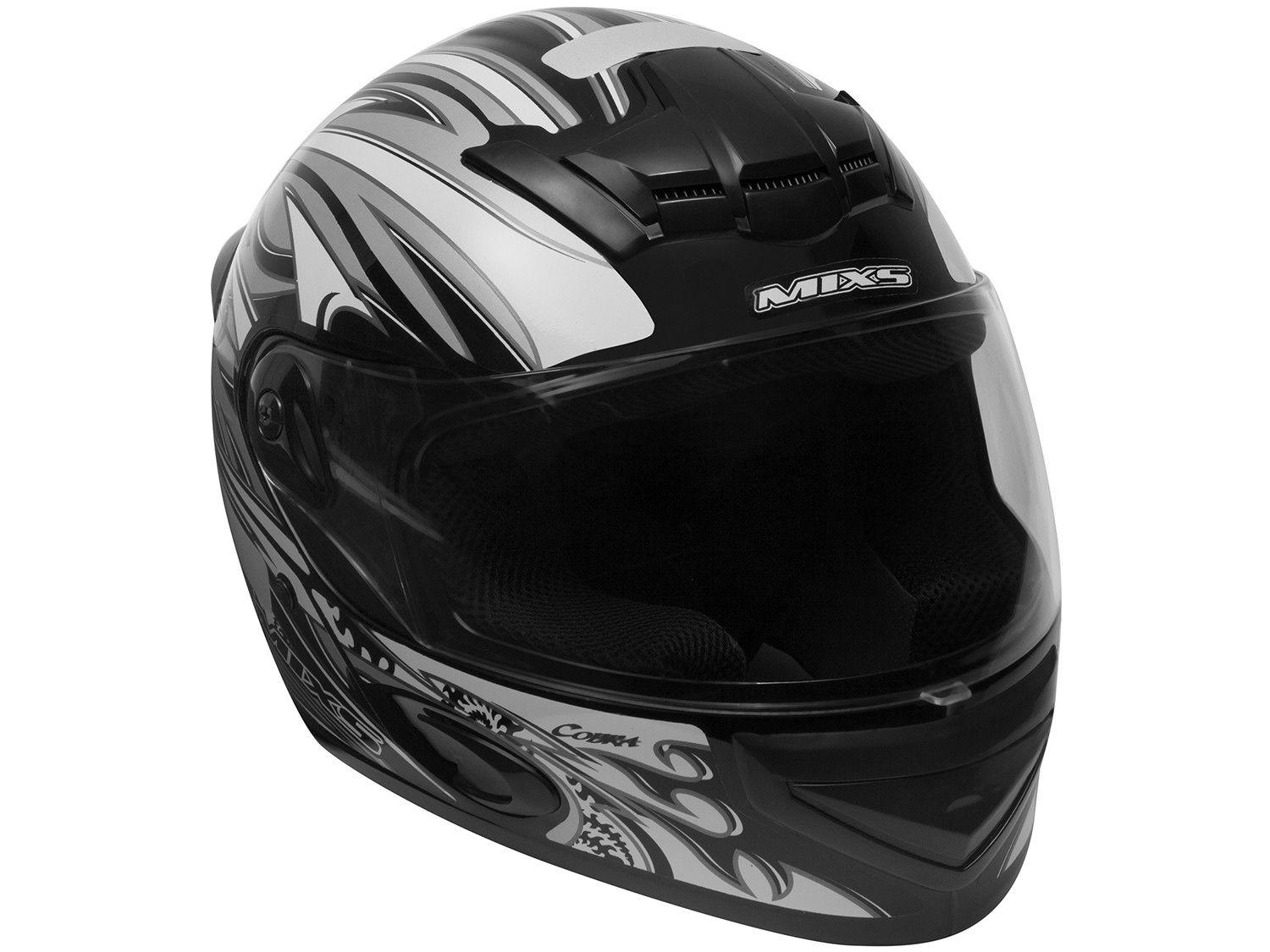 Capacete Cobra Mixs Preto e Prata - Tam. 60