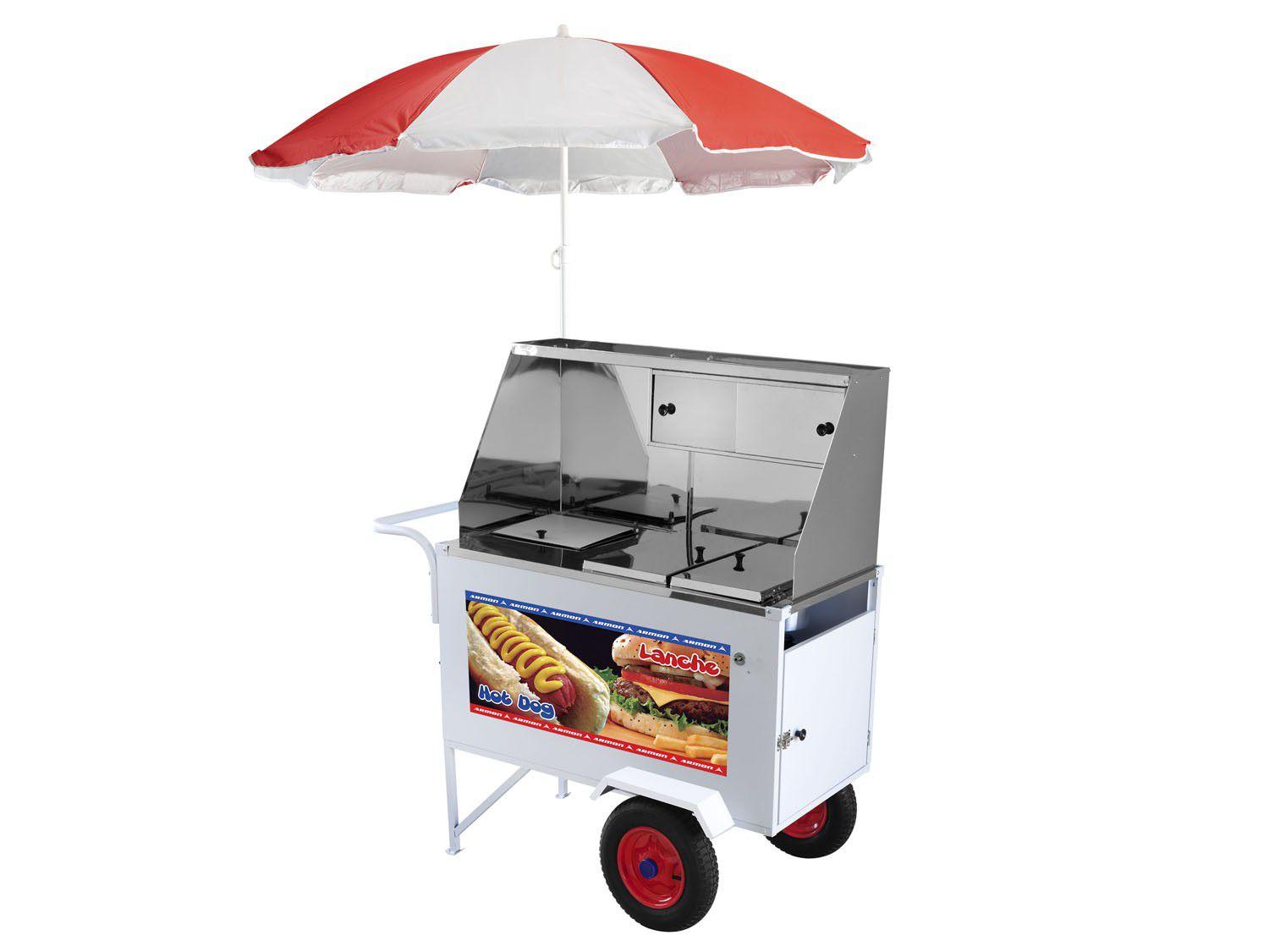 Carrinho de Cachorro Quente Armon - Luxo com Guarda-sol