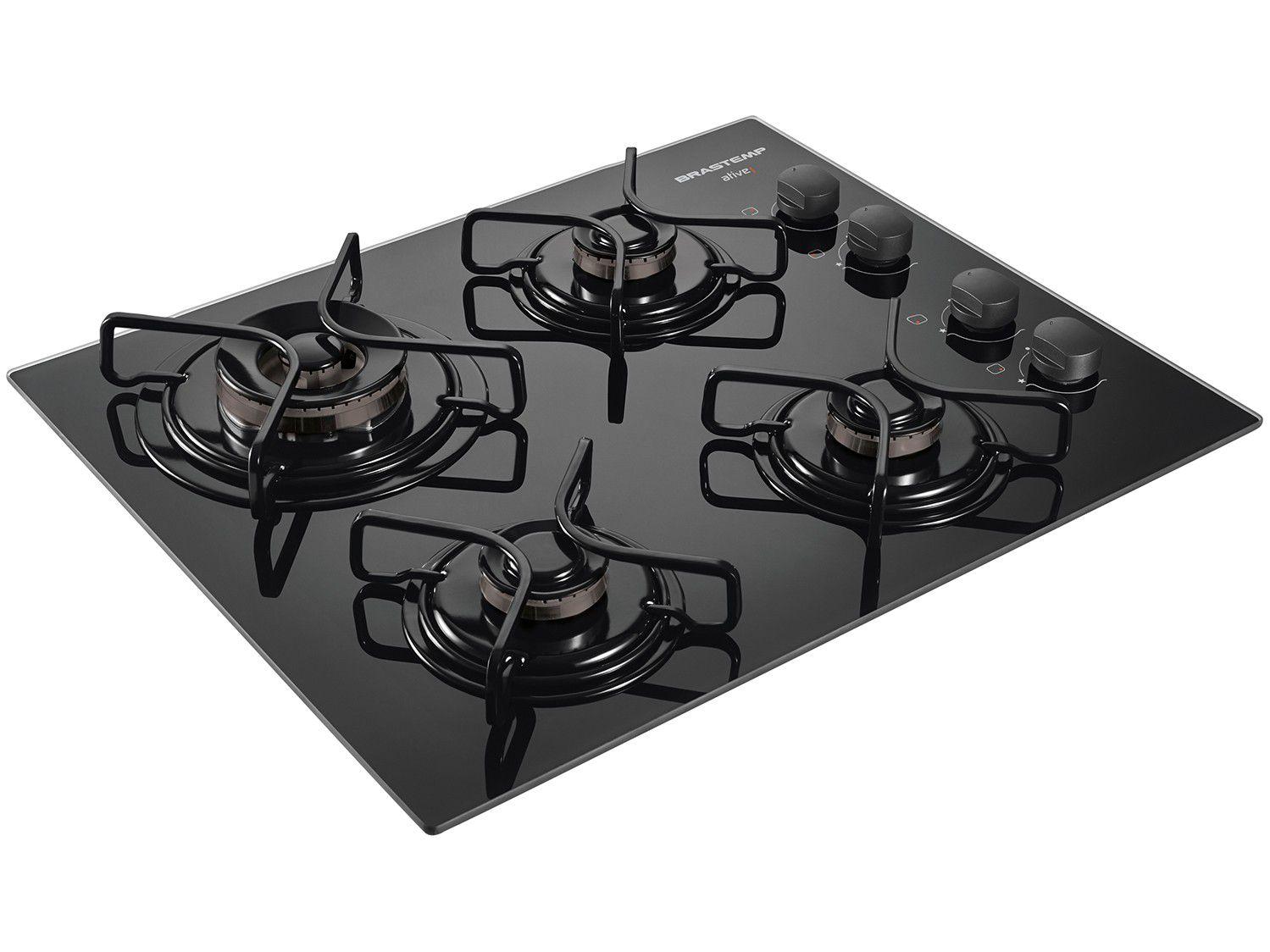 Cooktop 4 Bocas Brastemp a Gás Natural e GLP - Acendimento Automático Dupla Chama Ative! BDD62 AE