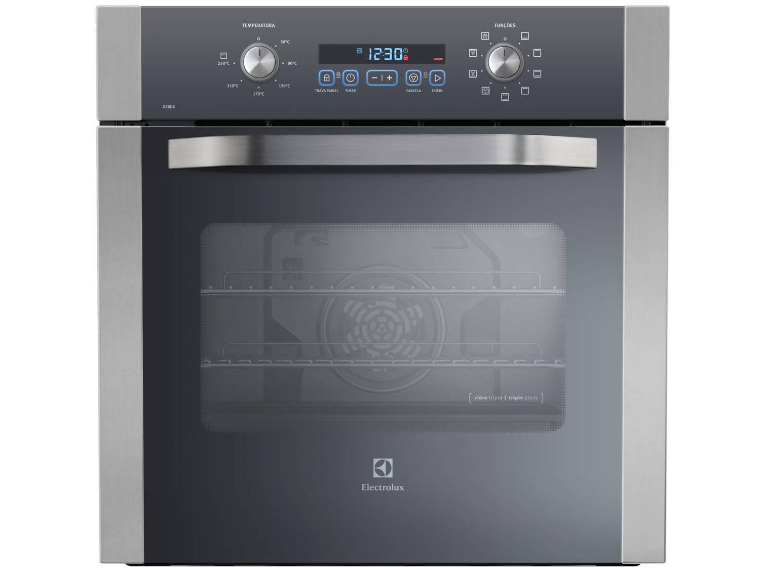 Forno de Embutir Elétrico Electrolux OE8DX Inox - 80L Grill Timer