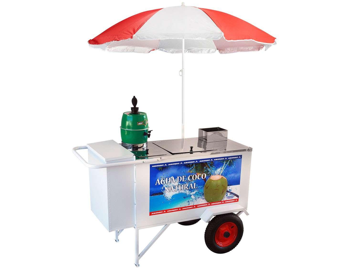 Carrinho de Água de Coco Armon - Street Food Luxo com Guarda-sol